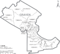 Map of Craven County North Carolina With Municipal and Township Labels.PNG